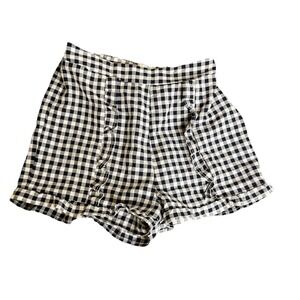 Dizzy Lizzy Womens‎ Gingham Black & White Check Ruffle Hem Shorts Size Small